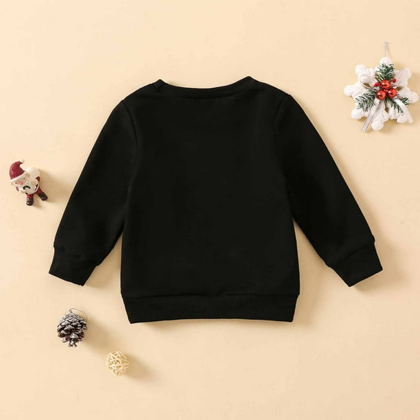 Sudadera Para Ninos Pequenos Bebes Ninas Ninos Estampado Navideno Manga Larga Sueter Superior Sueter Negro Odeerbi LM103 6545 Bodega Aurrera en linea