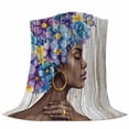 thumbnail image 6 of Black African Men Blanket Soft Cozy Warm Throw Blanket for Couch, Plush Fuzzy Flannel Fleece Blankets for Sofa, Spring Floral Butterfly Retro Wooden Bed Blankets Lightweight Gifts for Men, 50"x80", 6 of 9