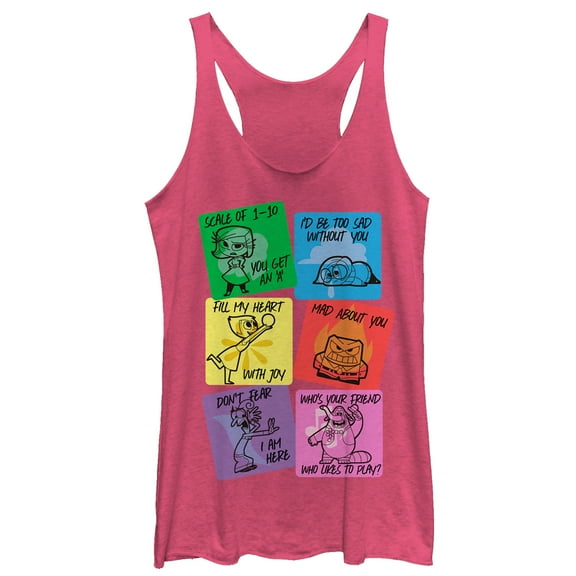 Women's Inside Out Valentine Character Cards Racerback Tank Top Pink Heather Medium