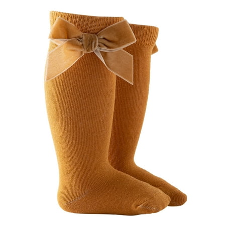

hirigin Baby Girls Knee High Socks Classic Cotton Socks with Velvet Bow
