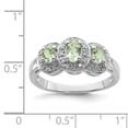 thumbnail image 3 of Auriga Fine Jewelry 925 Sterling Silver with 14K Rhodium 3 Stone Green Quartz & Diamond Ring Size 8 for Women, 3 of 6