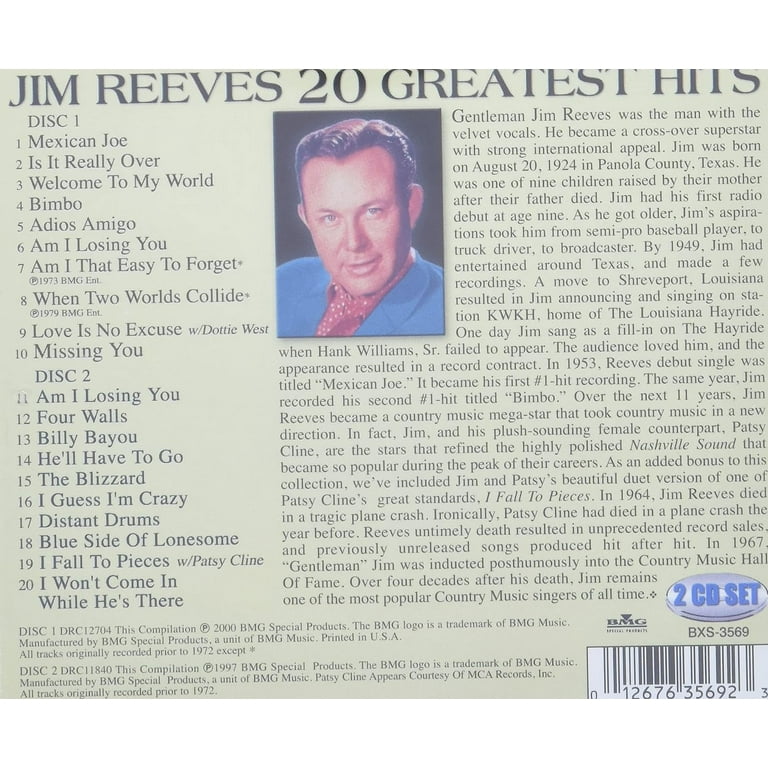 Jim Reeves - 20 Greatest Hits - Music & Performance - CD Jim Reeves - 20 Greatest Hits - Music & Performance - CD