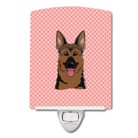 

Caroline s Treasures BB1211CNL Checkerboard Pink German Shepherd Ceramic Night Light 6x4x3 multicolor