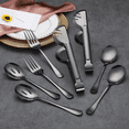 thumbnail image 5 of ReaNea Black Flatware Serving Set of 8 Pieces, Silverware Serving Utensils Large Spoon Set, 5 of 10