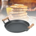 thumbnail image 1 of Poêle à Griller en Fonte Ronde, avec Poignées en Bois Doubles Antiadhésives, Robustes, Résistantes à la Chaleur - Idéales pour les Rassemblements Barbecue Adaptées aux Crêpes de Porc en Intérieur et Extérieur, 1 of 8
