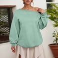 thumbnail image 4 of One Shoulder Sweatshirts for Women 2025 Long Sleeve Lightweight Plain Sweatshirt Pullover Tops Fall Outfits, 4 of 6