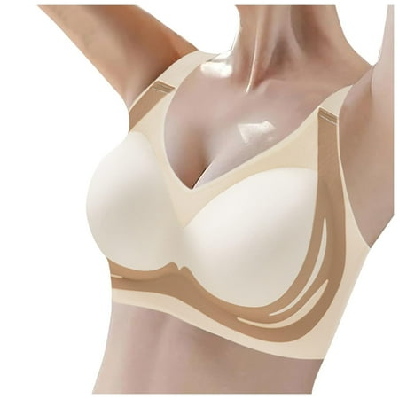 Nokdvo Caralush Bra for Women Lushfitting Powerful Push-up Seamless Bra Breathable Anti-sagging Breasts Bra for Older Women Lift No Underwire Comfortable Wireless Bras Complexion XL