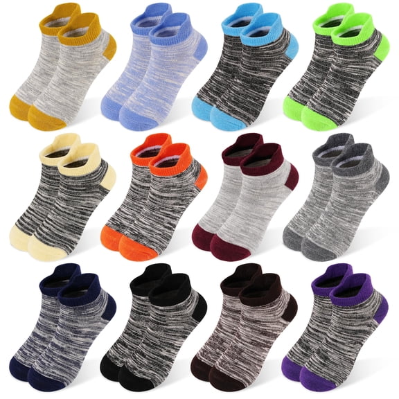 Kids Socks Boys Girls Ankle Striped Athletic Low Cut Socks 12 Pairs 1-14 Years