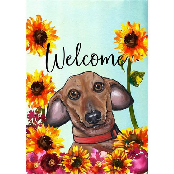 Best of Breed HH630391 Dachshund Best of Breed HHS Welcome Garden Flag, Red