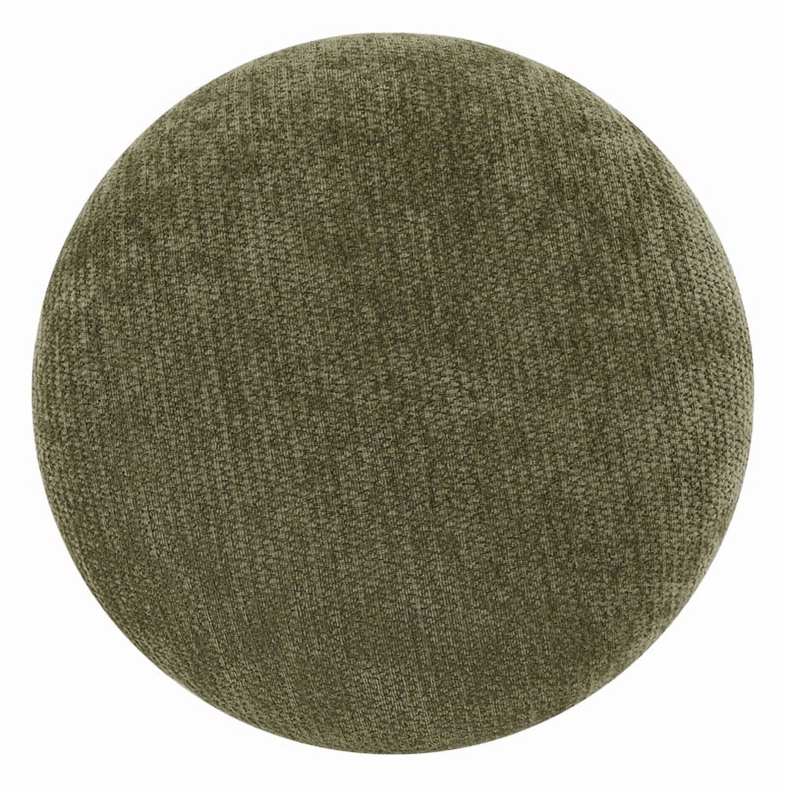 Spruce & Spring Swivel Upholstered Chenille Ottoman Footstool, Accent Stool for Living Room, Bedroom & Vanity, Green, 17x16x16in