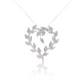 thumbnail image 1 of 925 Sterling Silver Rhodium Plated Open Heart Pendant with Leaf Design with CZ's Pendant on 18" Chain, 1 of 2