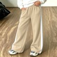 thumbnail image 6 of Girls Color Block Sweatpants with Pockets Casual Fashion Baggy Elastic Waist Kids Wide Leg Pants Beige 12, 6 of 9