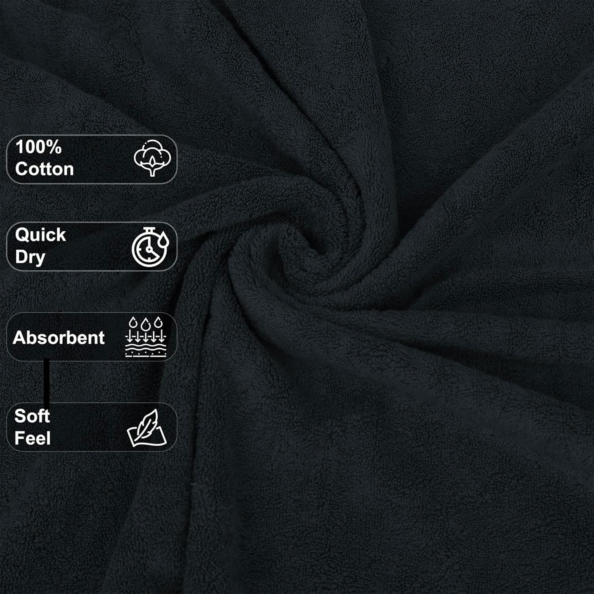 GOLD TEXTILES Premium Bath Towels 24x50 - Cool Grey Pack of 6 | Soft, Absorbent, 100% Cotton Towels for Home & Spa