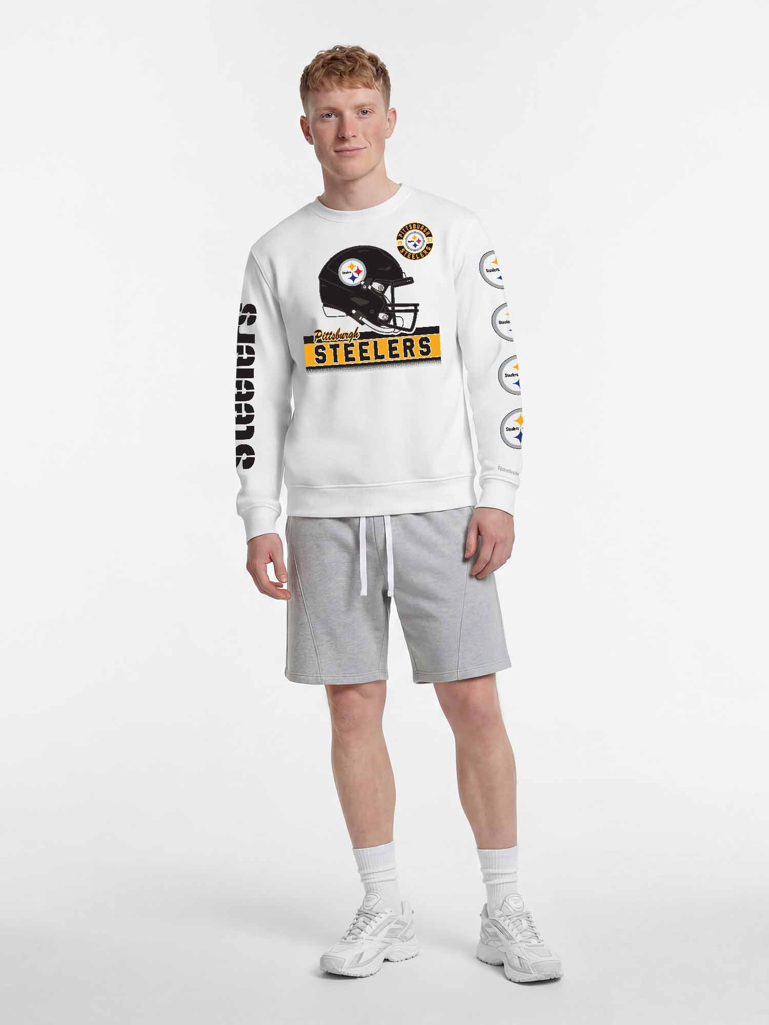 Pittsburgh Steelers Reebok Mens White Crew Sweatshirt