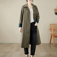thumbnail image 6 of Qetyuw Women's Long Trench Coat Single Breasted Windbreaker Classic Notched Lapel Jacket Fall Vintage Long Sleeve Overcoat Split Hem Outerwear with Belt, 6 of 8
