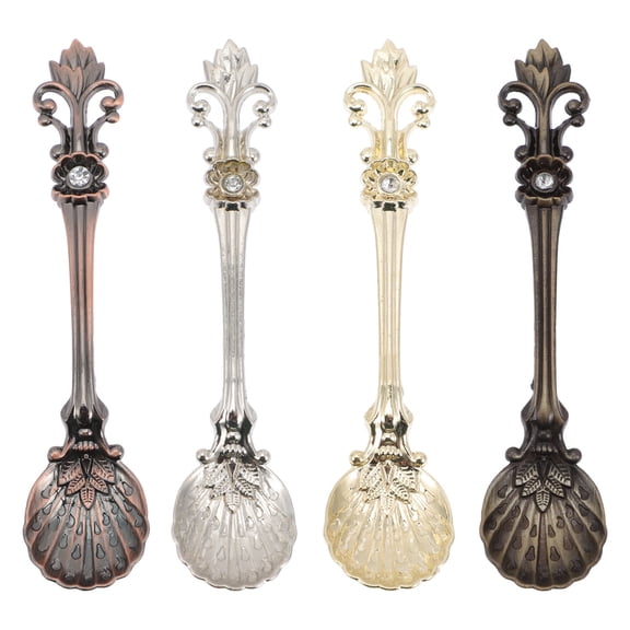 EXHUMKY  4Pcs Reusable Small Serving Spoons for Coffee Iced Tea Pastries