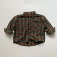 thumbnail image 4 of Likimi Toddler Kids Boys Shirts Lapel Plaid Print Long Sleeve T-Shirt Fashion Loose Soft Spring Fall Shirt Size 4-5 Years Green, 4 of 5