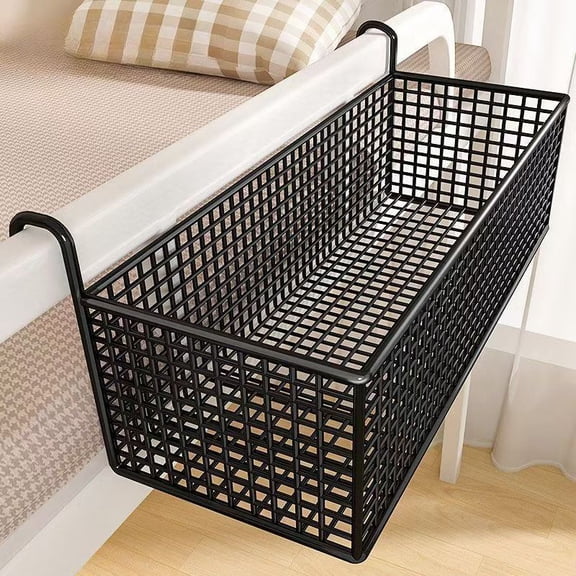 1 piece of iron bedside storage basket, hanging storage basket behind the dormitory door, space-saving under-bed frame