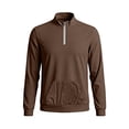 thumbnail image 5 of KKBOTIVE Men's Quarter Zip Polo Sweatshirt, Casual Stand Collared Top Long Sleeve Solid Color Pullover for Men Daily Fall Spring Outerwear ( Coffee Size: XXXL ), 5 of 5