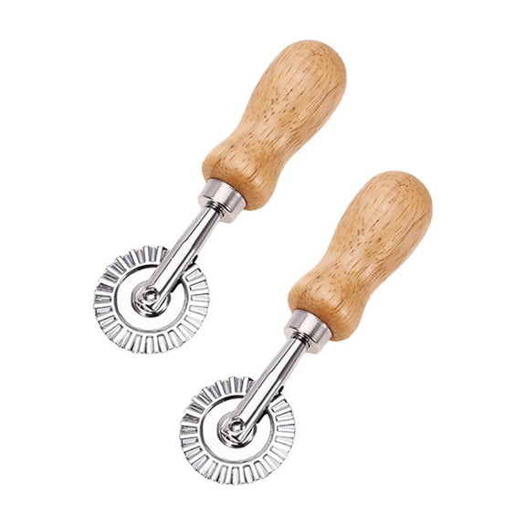 AUQ 2Pcs Pastry Cutter,Stainless Steel Blade Ravioli Cutter,Short HAndle Design Easy To Use Dough Cutter,Sillver-7