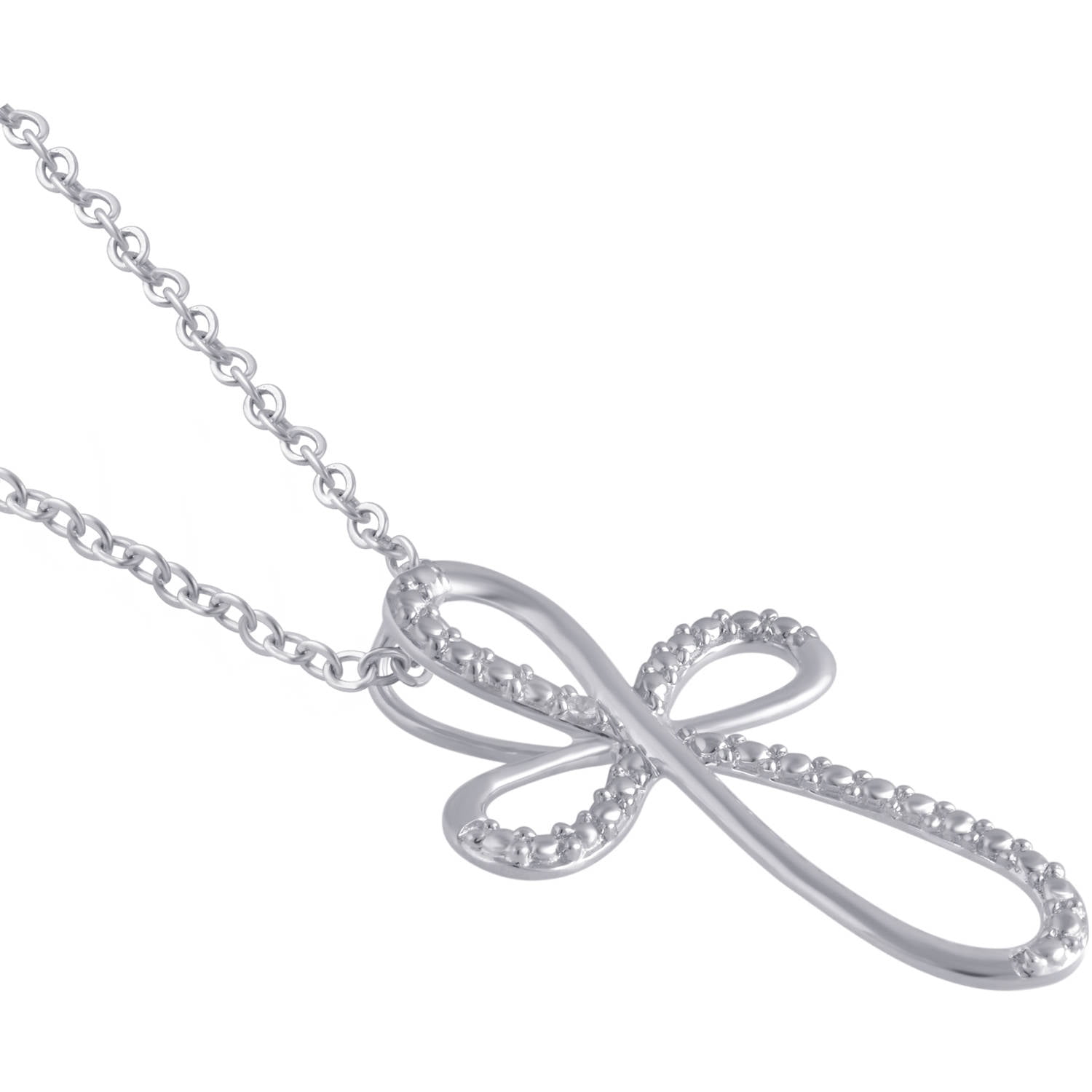 Diamond Accent Silver-Tone Cross Pendant, 18" Chain