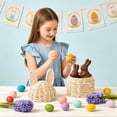thumbnail image 6 of Kbndieu Easter Woven Bunny Basket with Rabbit Ears Egg Candy Gifts Baskets with Lid Egg Hunt Bucket for Kids Boys Girls Easter Decorations, 6 of 9