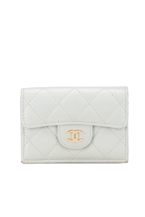 Pre-Owned Chanel Matelasse Classic Small Flap Wallet Tri-fold AP0231 Grey Lambskin... (Good)