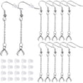 thumbnail image 2 of 10pcs Stainless Steel Earring Hooks Hypoallergenic French Earring Fish Hooks with Beaded Chains and Pinch Bails, 20pcs Clear Earring Backs for DIY Jewelry Making Supplies, 2 of 8