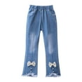 thumbnail image 2 of SDNall Kids Girls Bell Bottom Jeans Lace Hem Flare Denim Pants Fashion Cute Sweet Boe Flared Pants Trousers Jeans Pants 9-10Years, 2 of 9