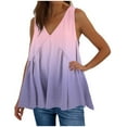 thumbnail image 1 of Plebaso V Neck Tank Tops for Women Gradient Color Ruffle Shirts Flowy Sleeveless Womens Summer Blouses, 1 of 5