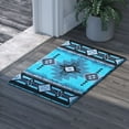 thumbnail image 3 of Emma + Oliver Fe 2x3 Turquoise Olefin Accent Rug with Complementary Southwestern Pattern in Beige, Black and Brown and Jute Backing, 3 of 7