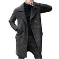 thumbnail image 2 of XMMSWDLA Blousse for Men Winter Casual Solid Turndown Keep Warm Double Breasted Windbreaker Coat, 2 of 4