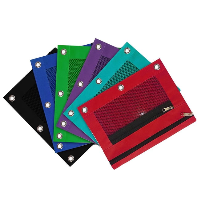 Bolsas De Malla Para Lápices, Estuches Ecológicos Para Lápices, Bolsas Portátiles De Tela De Malla, Estuche Para Lápices, Organizador De Lápices Con Cremallera Para Bolígrafo, Regla, Papelería 6 Uds Vogacara EL010351-00