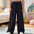 thumbnail image 2 of SGFCWSX Girls Wide Leg Pants Loose Casual Relaxed Fit Elastic Waist Fall Lounge Trousers Black Size 5T, 2 of 6