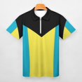 thumbnail image 3 of Flag of The Bahamas Men Zipper T-shirt Summer Casual Short Sleeve T-shirt Top, 3 of 7
