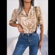 thumbnail image 5 of Camisa Informal de Corta Holgada con Cuello de Traje en Contraste para Mujer Caqui L, 5 of 10