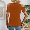 thumbnail image 4 of XIAONU Womens Blouses Cross Front V Neck Off Shoulder Short Sleeve Shirt Solid Color baggy Trendy Pullover Shirt, 4 of 6