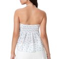 thumbnail image 2 of Gupgi Women Flower Tube Top Strapless Tie Front Smocked Bandeau Tops Off Shoulder Ruffle Vest, 2 of 8