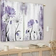 thumbnail image 3 of Rustic Farmhouse Purple Daisy Kitchen Curtains Watercolor Floral Flower Small Short Cafe Window Curtains Butterfly Country Bathroom Drapes Treatment Tier Curtains 2 Panels (27.5x39 Inch), 3 of 6