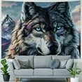 thumbnail image 4 of Creowell  Wolf Tapestry, Hippie Wall Hanging Tapestry Aesthetic Birthday Holiday Party Art Wall Carpet for Living Room Bedroom Dorm Ceiling Decor 50x40inch, 4 of 6