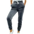 thumbnail image 2 of Sweatpants for Women Winter Sweatpants for Women Casual Solid Cozy Soft Warm Velvet Jogger Pants High Waist Drawstring Workout Sports Pocket Long Pants Trousers Under $5, 2 of 7