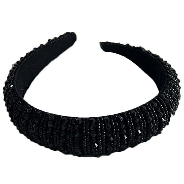 Minnieouse Diademas con cuentas de cristal con diamantes de imitación, tocado grueso de estilo barroco, accesorios de moda para el cabello, tocados para Accesorio para el cabello Negro Minnieouse AP010970-06B