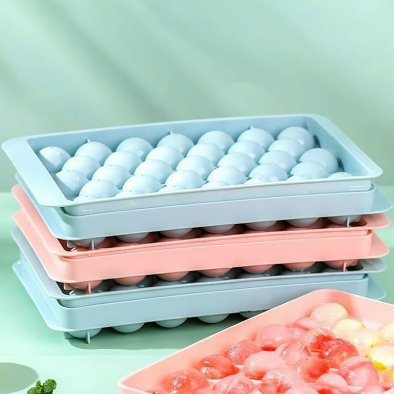 33 Grids Plastic Ice Cube Tray With Lid Round Ice Ball Maker Mold For  Refrigerator
