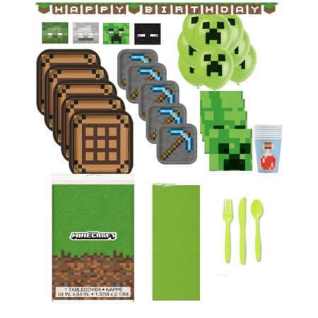Minecraft Birthday Party Supplies For 16 Walmart Com