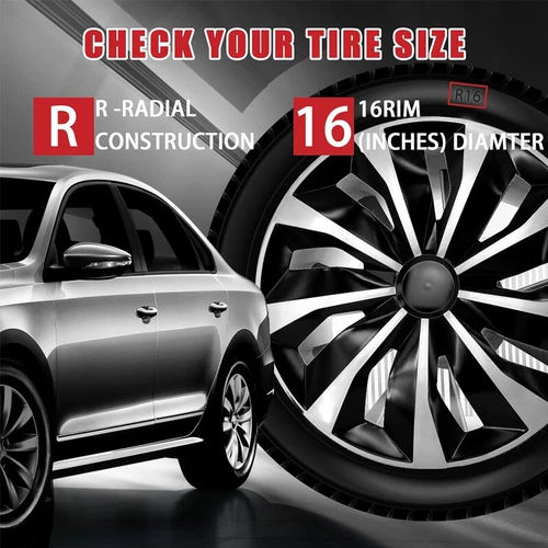 Universal 16 inch Hub Caps Wheel Covers for Cars Set of 4 Fits Most Cars Hubcaps for Truck SUV Accessories