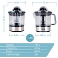 thumbnail image 4 of LEBENLANG – Electric juicer max juice yield | Citrus juicer + 2 cones 40W | Lemon, lime, orange, fresh fruit squeezer machine | Automatic lever press extractor | exprimidor de naranjas electrico, 4 of 5