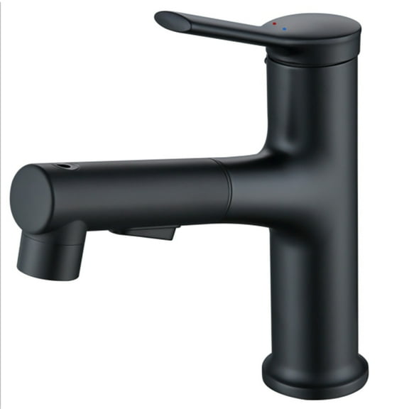 Three Functions Pull-out Bathroom Sink Faucet, Solid Brass Single Hole Sink Faucet