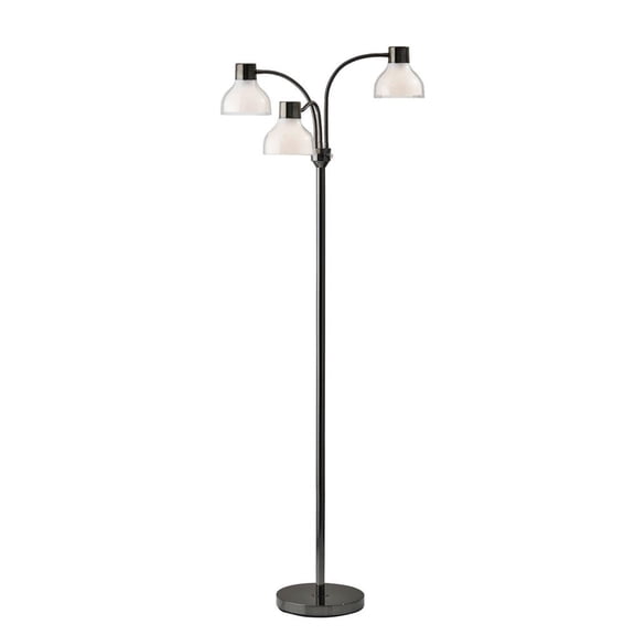 Adesso® Presley 3-Arm Floor Lamp, 69"H, Clear Shade/Black Nickel Base