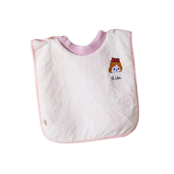 Babero para niños, mantiene la ropa de los niños seca, escote ajustable, forro resistente al agua para Rosa