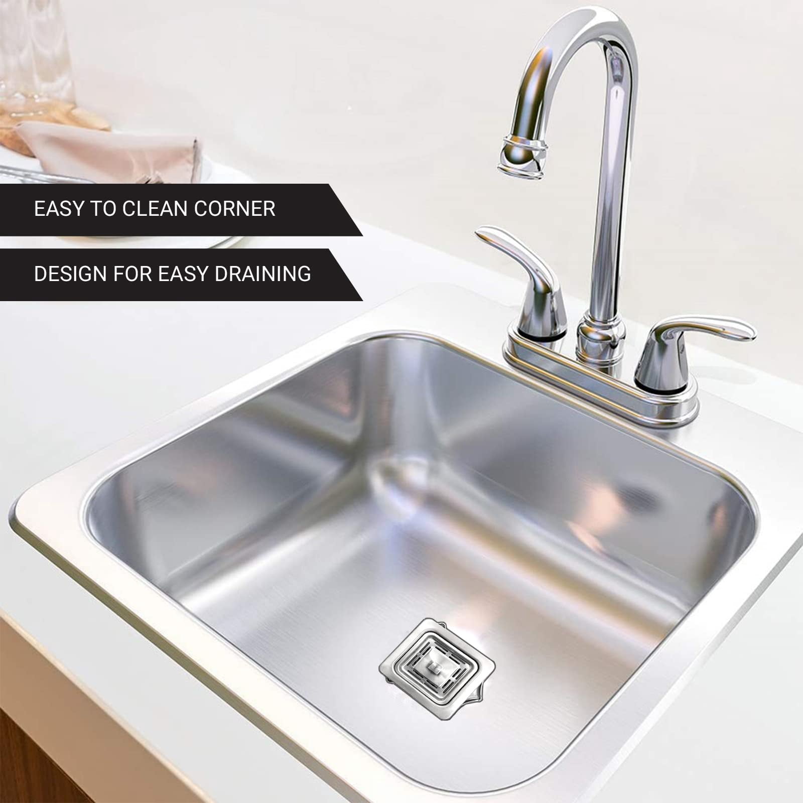 Strictly Sinks Stainless Steel Square Garbage Disposal Adapter for Kitchen Sink Durable with Drain